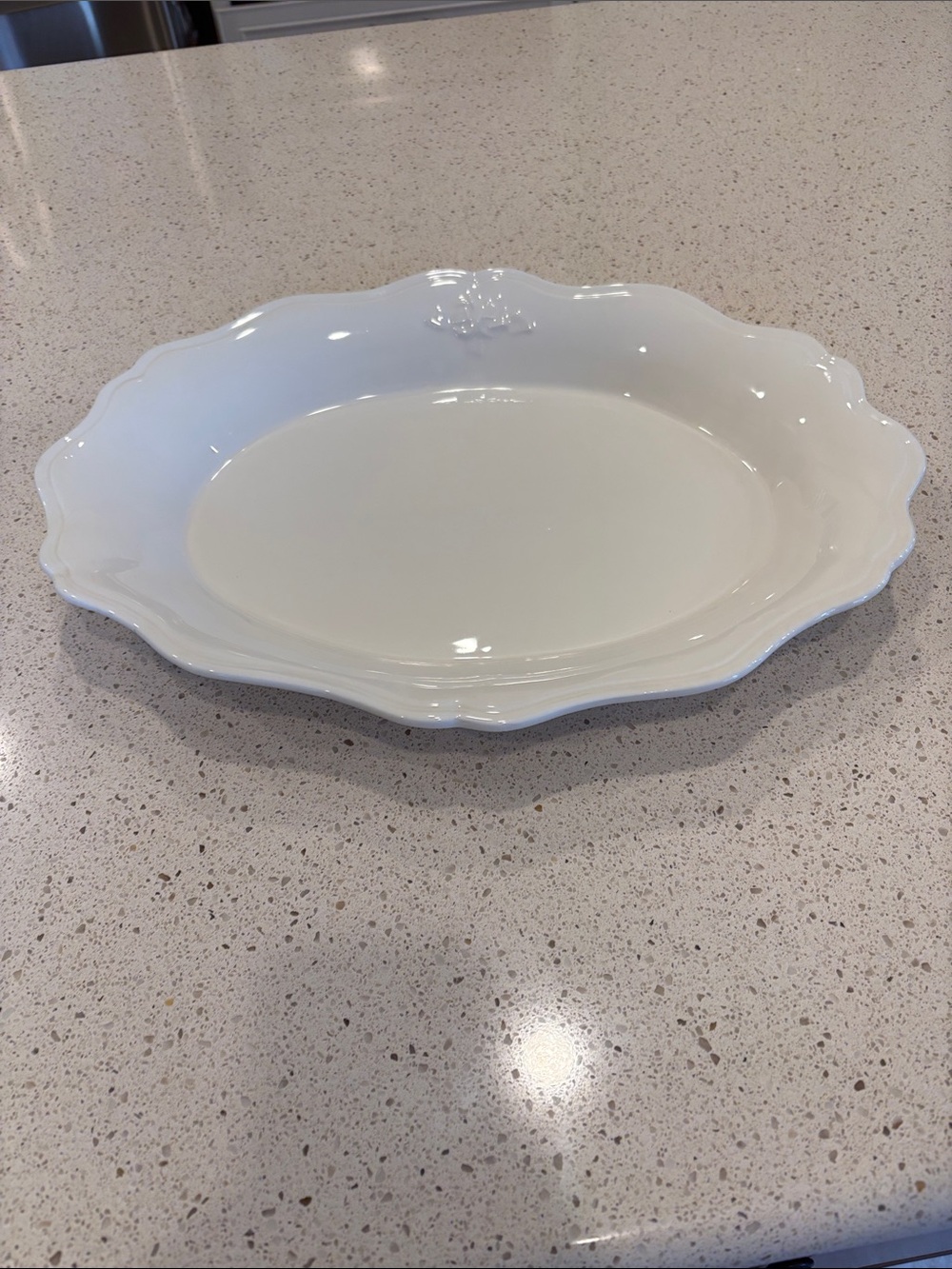Classic White Scalloped Porcelain Serving Platter
